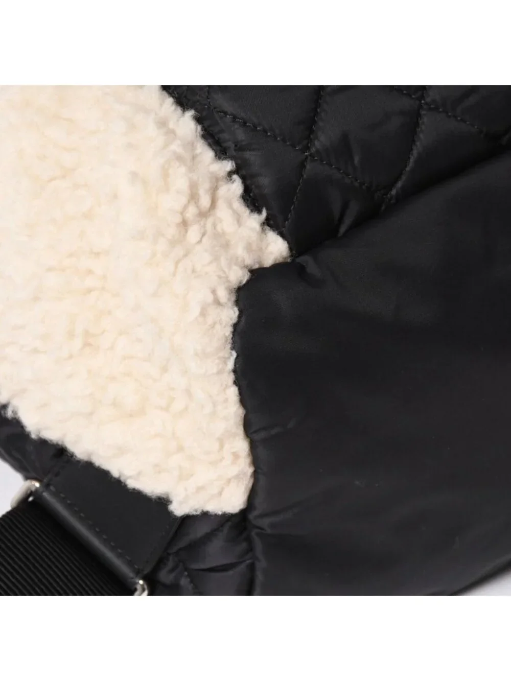 Chanel Coco Niege Neige Backpack CC Logo Nylon Fleece Beige Black